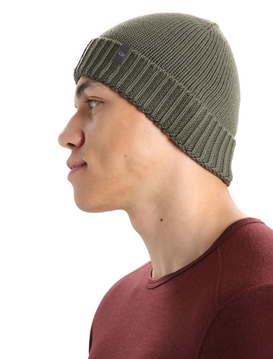 Loden Icebreaker Unisex Merino Vela Cuff Beanie Men's Hats | AU 1089LISH